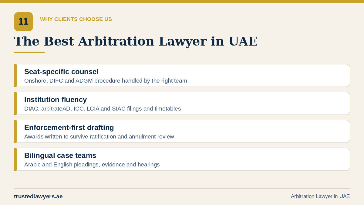 Why clients choose the best arbitration lawyer in UAE