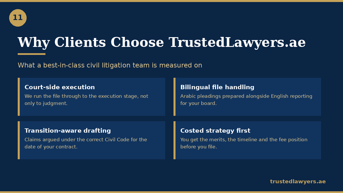 Best civil lawyer in UAE — how TrustedLawyers.ae runs a civil file