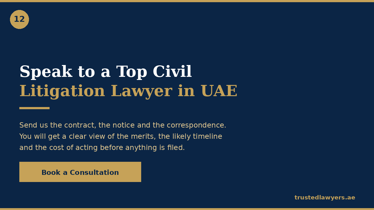 Book a consultation with a top civil litigation lawyer in UAE