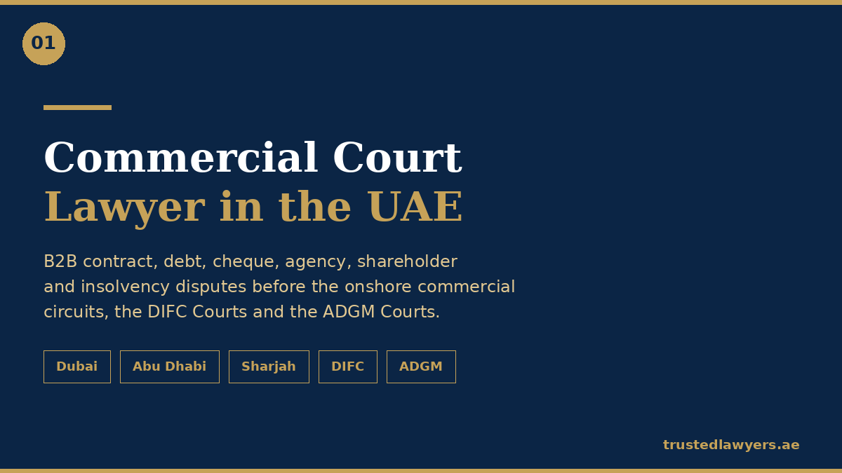 Commercial court lawyer in UAE — TrustedLawyers.ae commercial litigation team