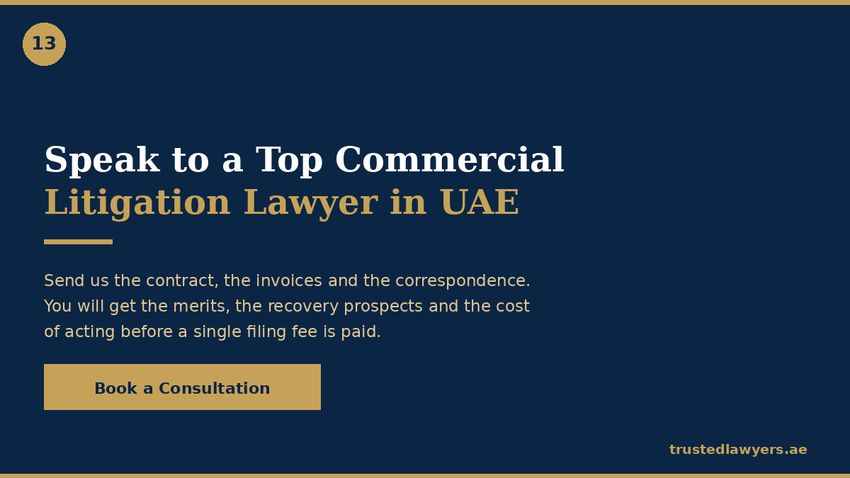 Book a consultation with a top commercial litigation lawyer in UAE