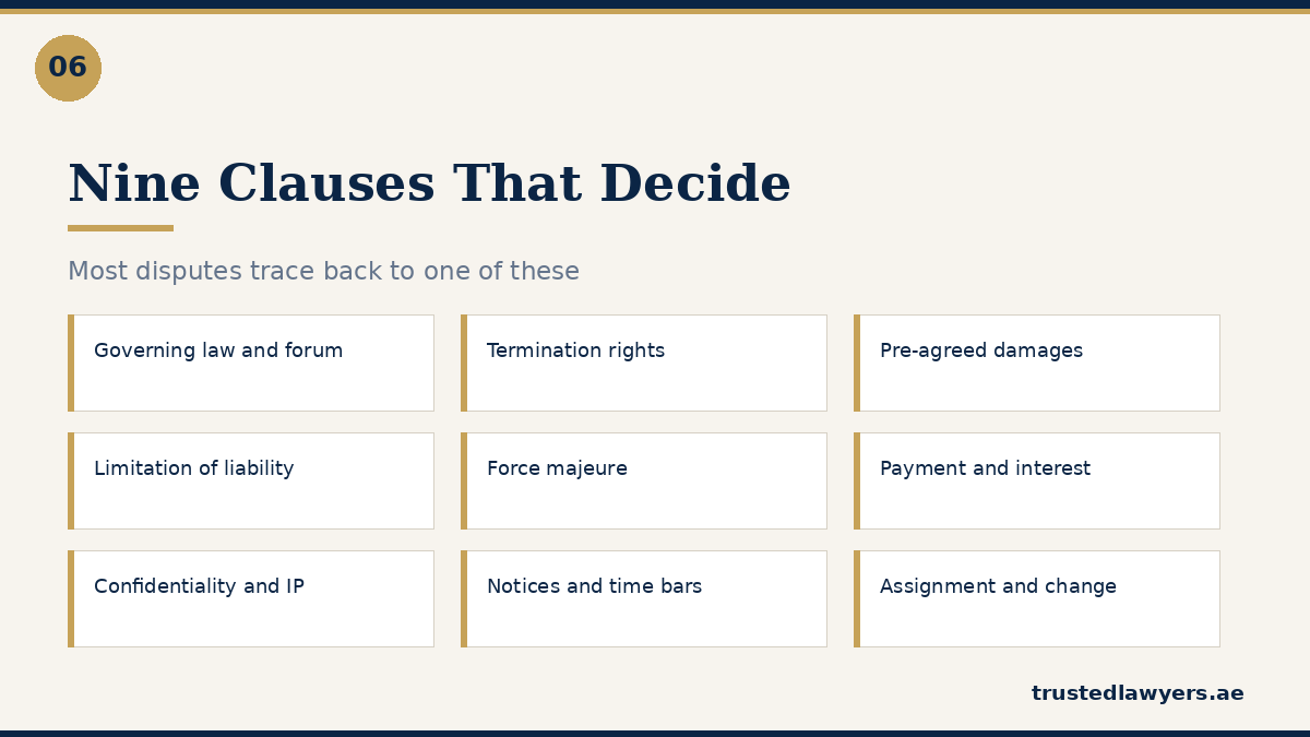 Key commercial contract clauses that cause disputes in the UAE