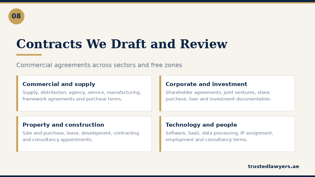 Commercial contract drafting and review services in the UAE
