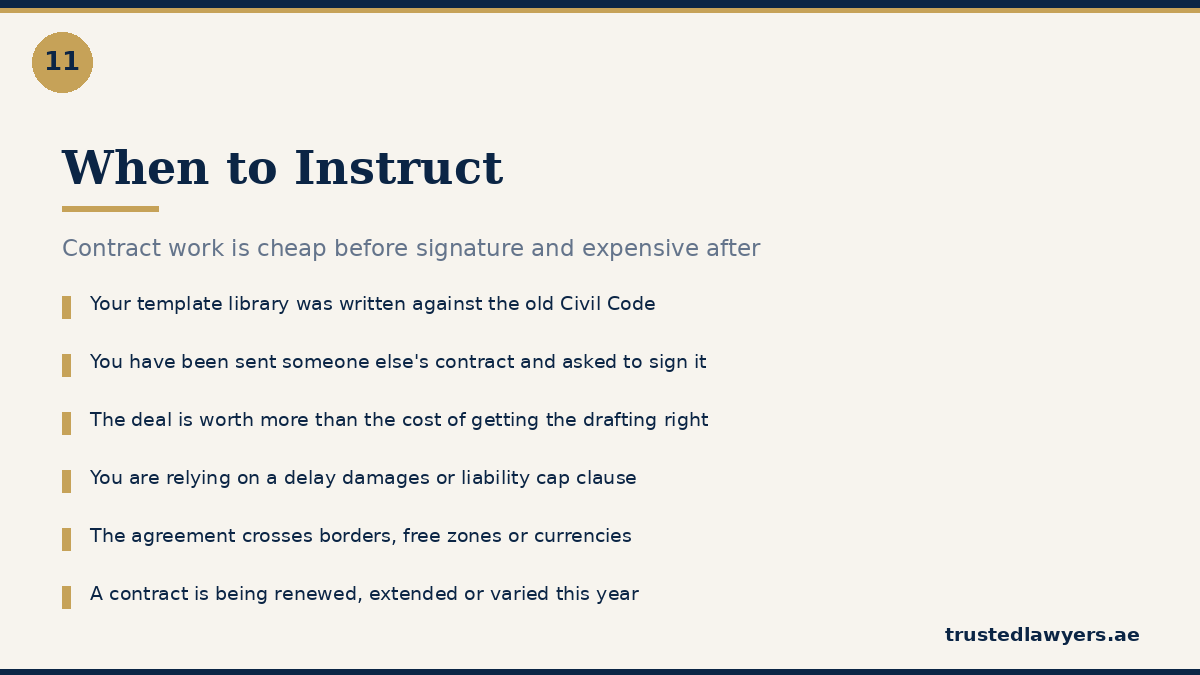 When to instruct a contract lawyer in UAE