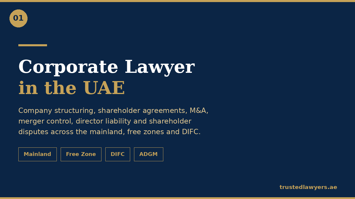 Corporate lawyer in UAE — TrustedLawyers.ae corporate and governance team