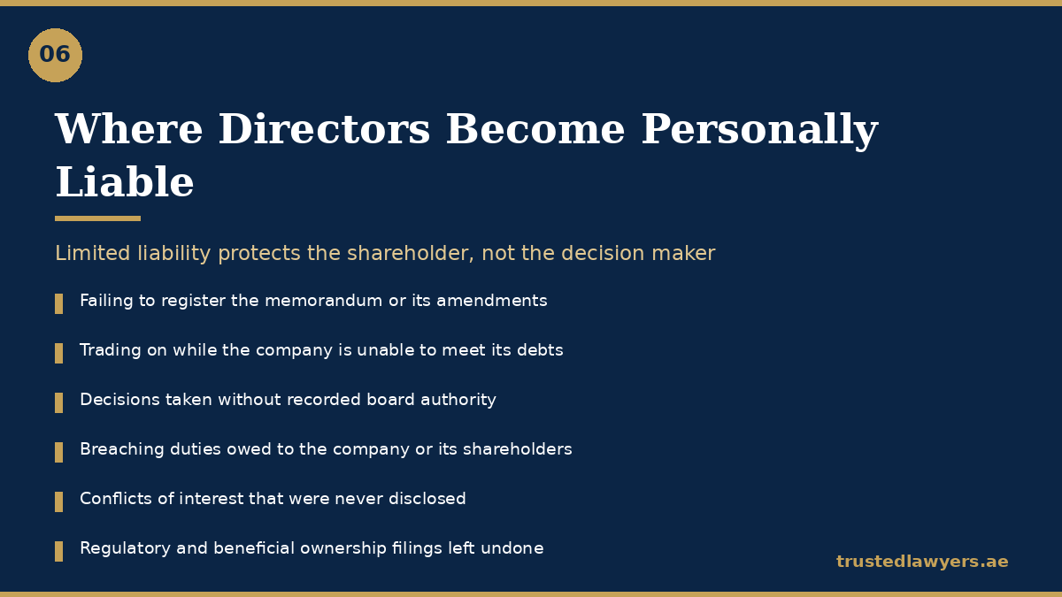 Where directors and managers become personally liable in the UAE