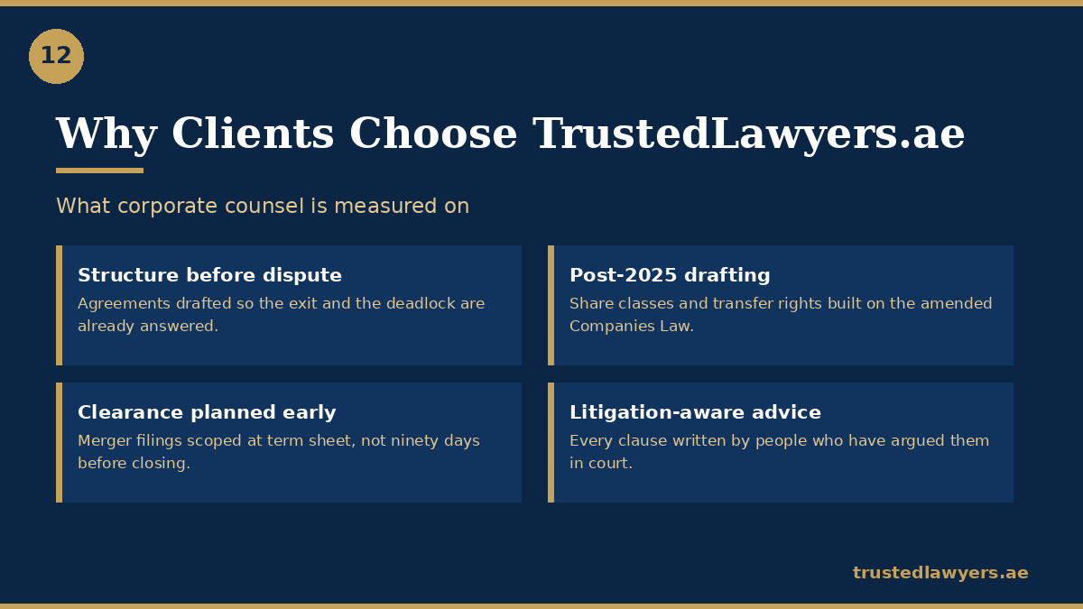 Best corporate lawyer in UAE — how TrustedLawyers.ae runs corporate work