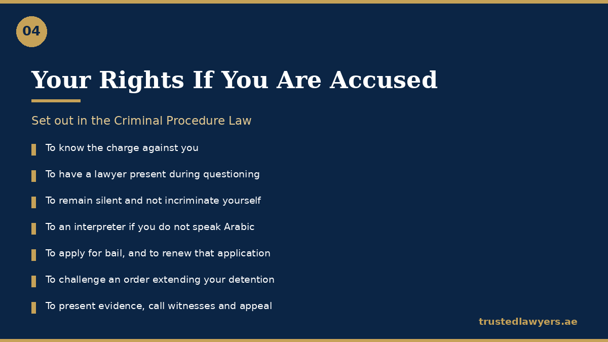 Rights of the accused under the UAE Criminal Procedure Law