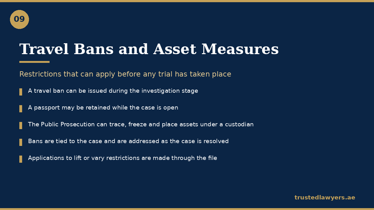 Travel bans, passport retention and asset measures in UAE criminal cases