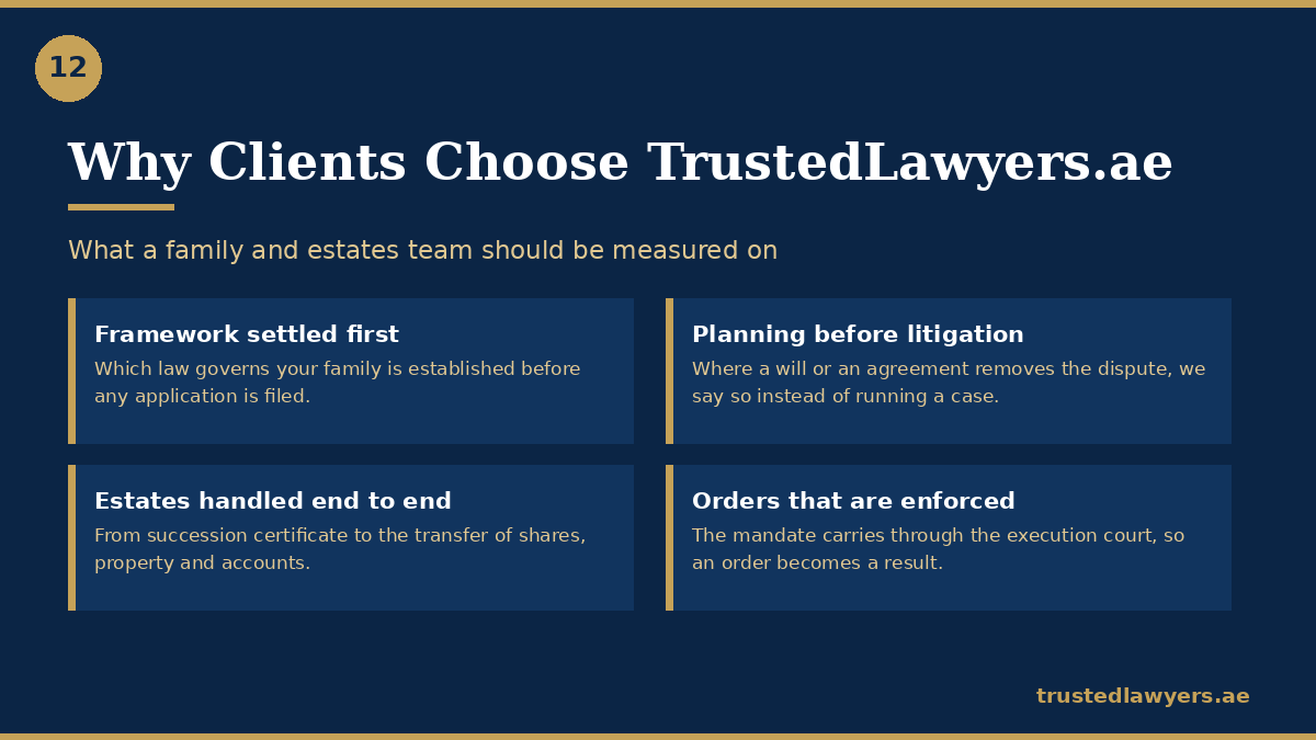 Best family lawyer in UAE — how TrustedLawyers.ae runs a family file