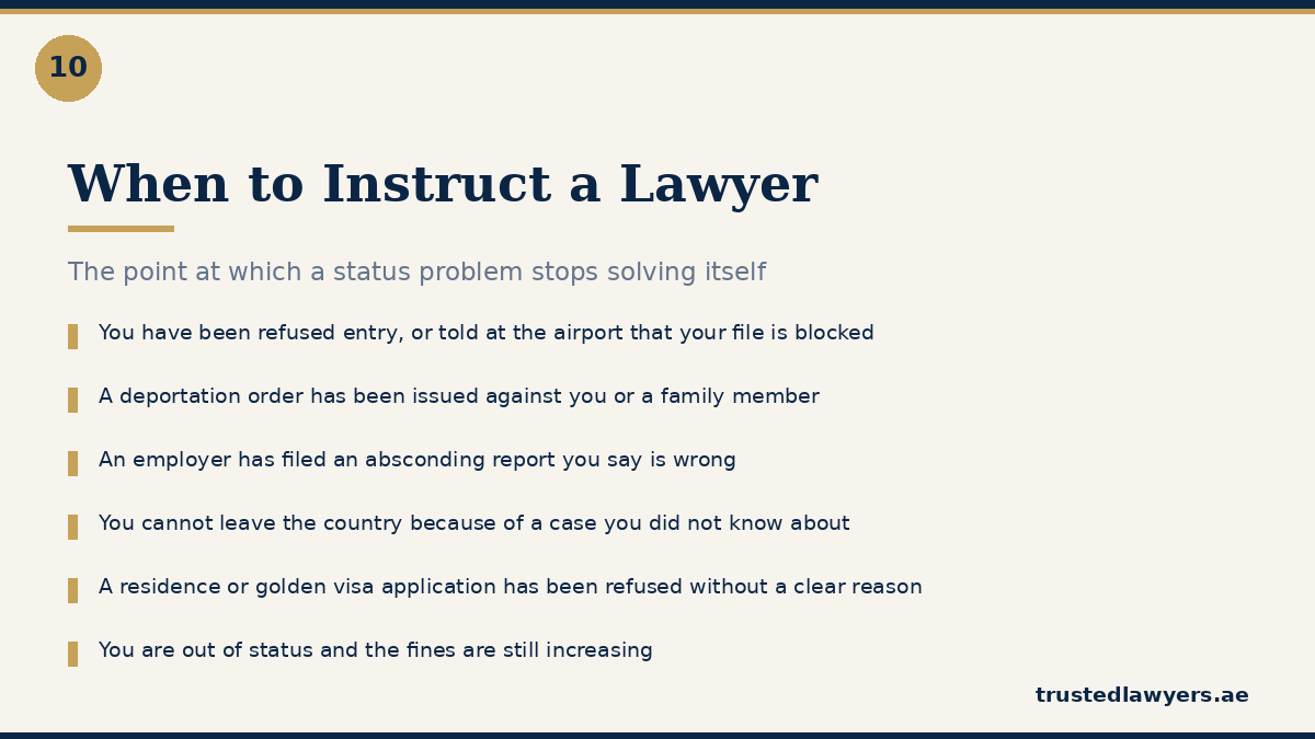 When to instruct an immigration lawyer in UAE — warning signs