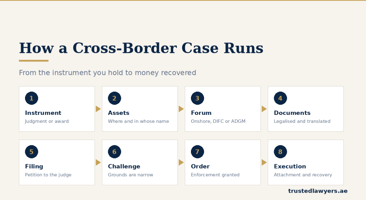 Step by step cross-border enforcement process in the UAE