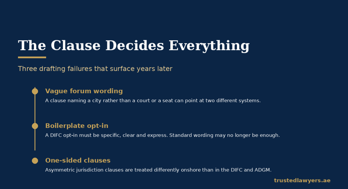Common drafting failures in UAE governing law and jurisdiction clauses