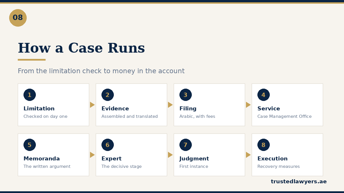 Step by step UAE litigation process from limitation to execution