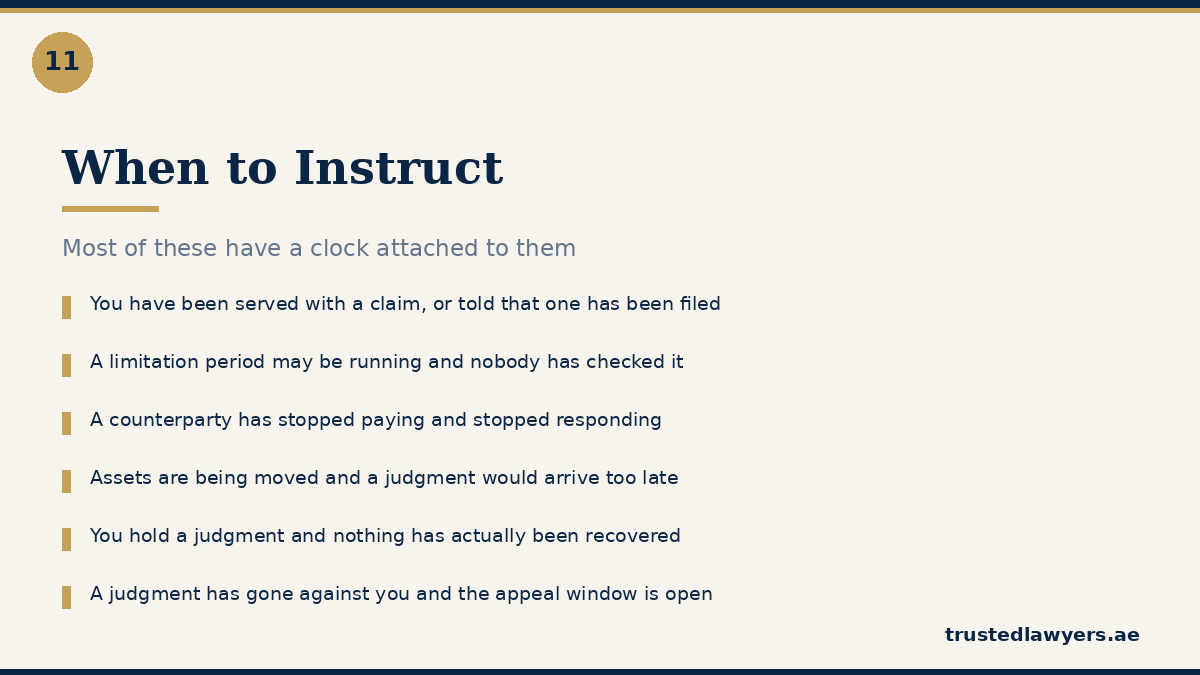 When to instruct a litigation lawyer in UAE
