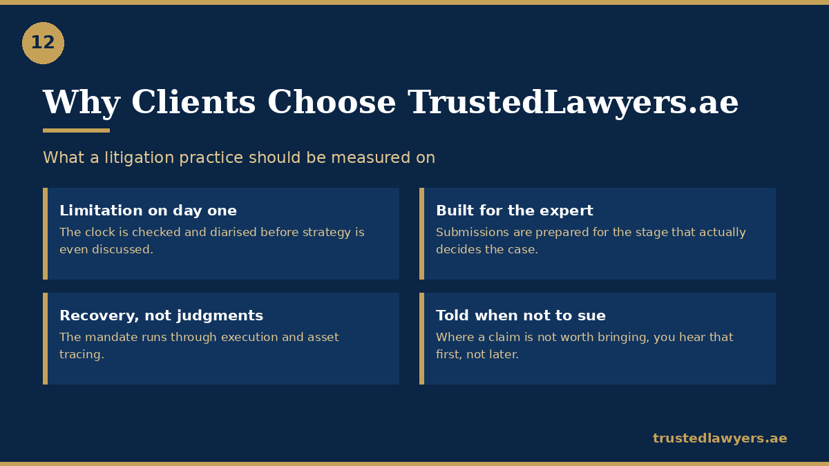Best litigation lawyer in UAE — how TrustedLawyers.ae runs a contested case