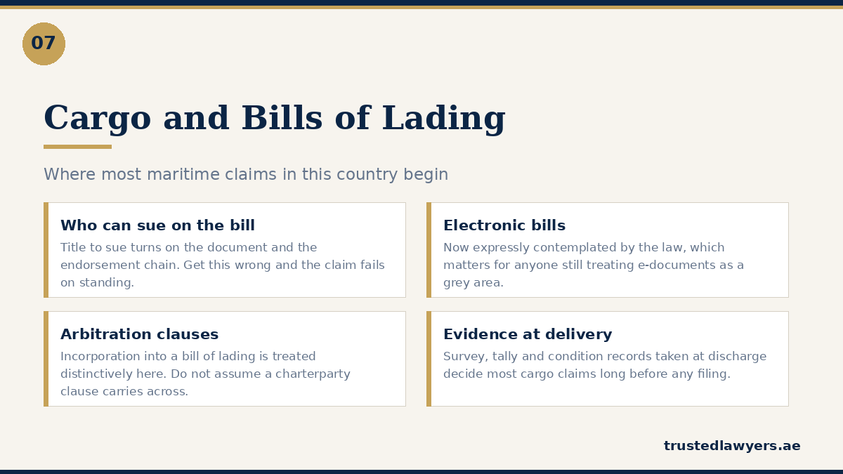Cargo claims and bill of lading issues in the UAE