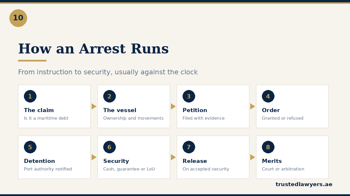 Step by step ship arrest process in the UAE from claim to release