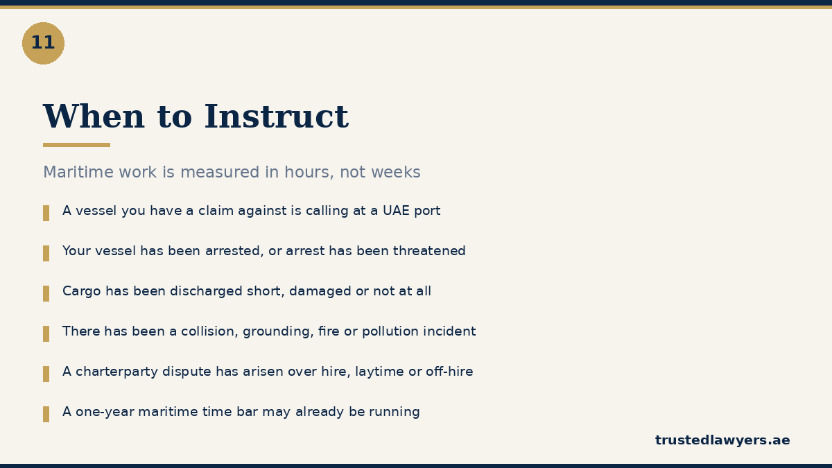 When to instruct a maritime lawyer in UAE