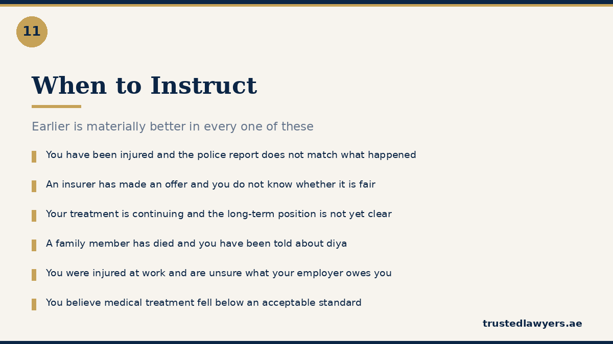 When to instruct a personal injury lawyer in UAE