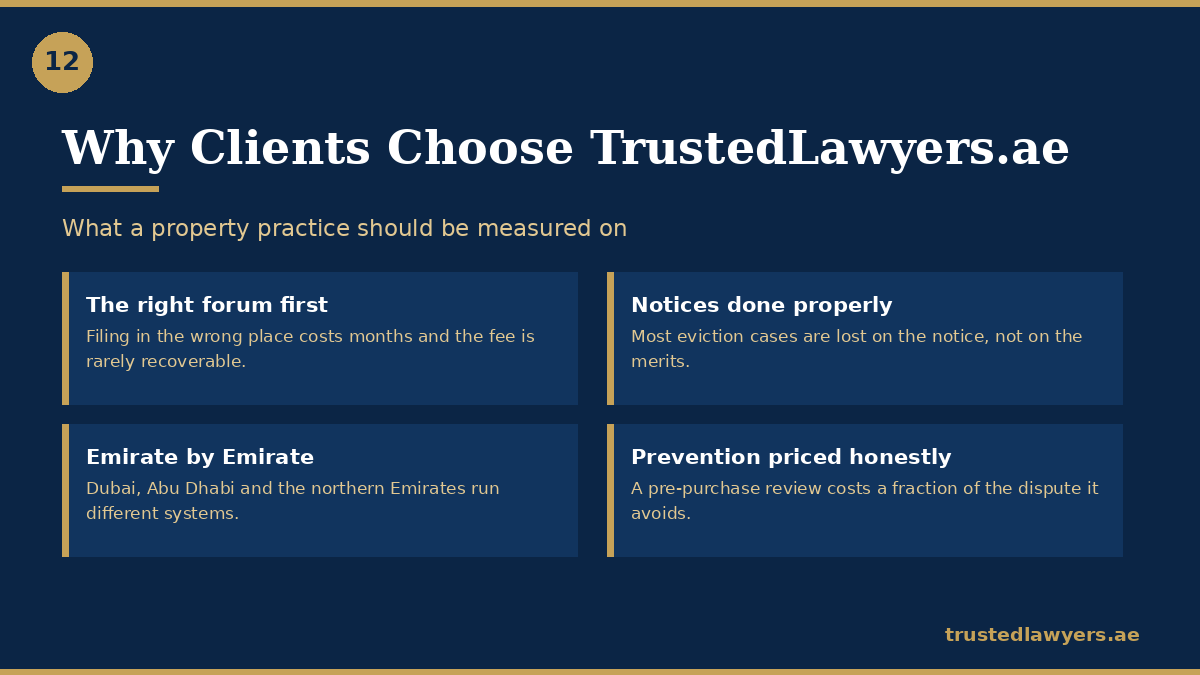 Best property lawyer in UAE — how TrustedLawyers.ae runs a property matter